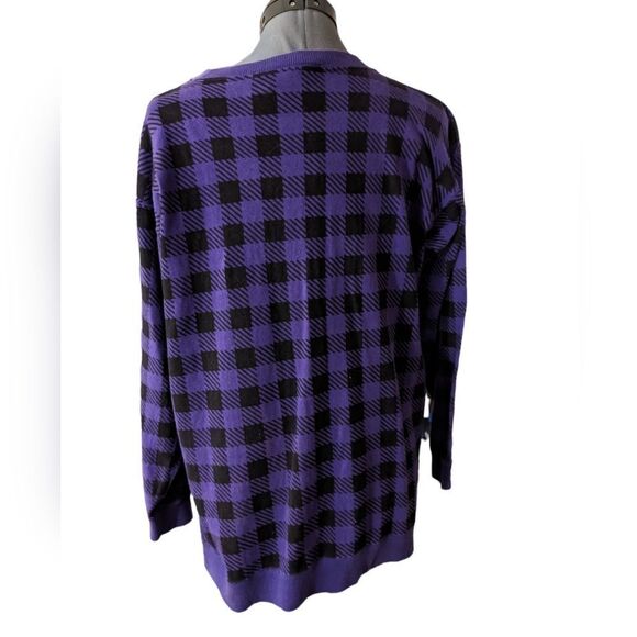 Vintage Adrienne Vittadini purple and black checkered forest theme sweatshirt 🌲 - Picture 7 of 7